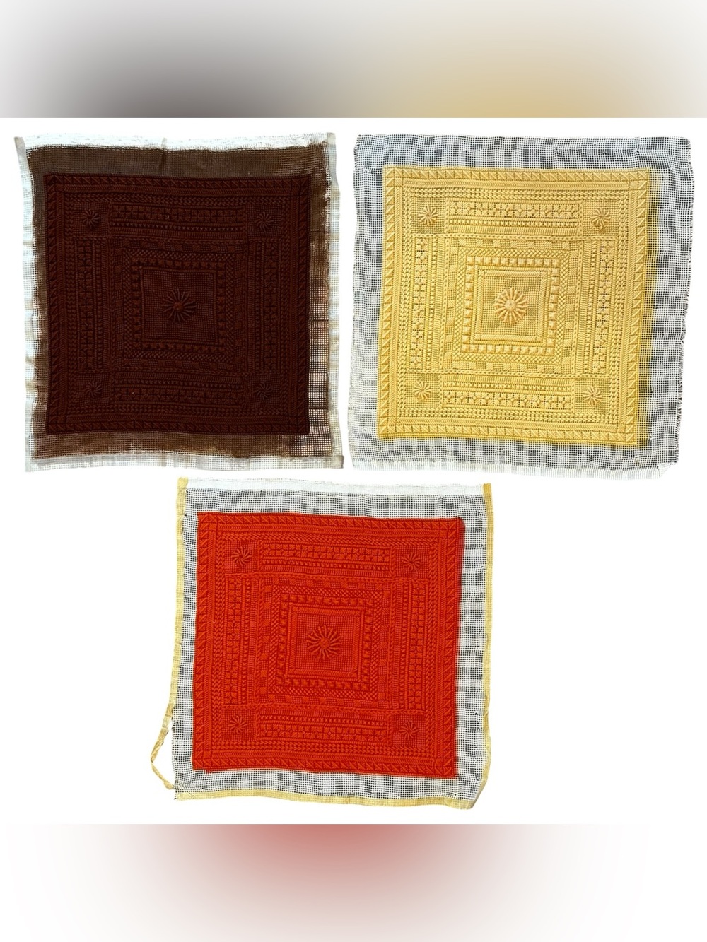 Handcrafted Embroidered Accent Pillow Cover - Yellow, Orange, Brown